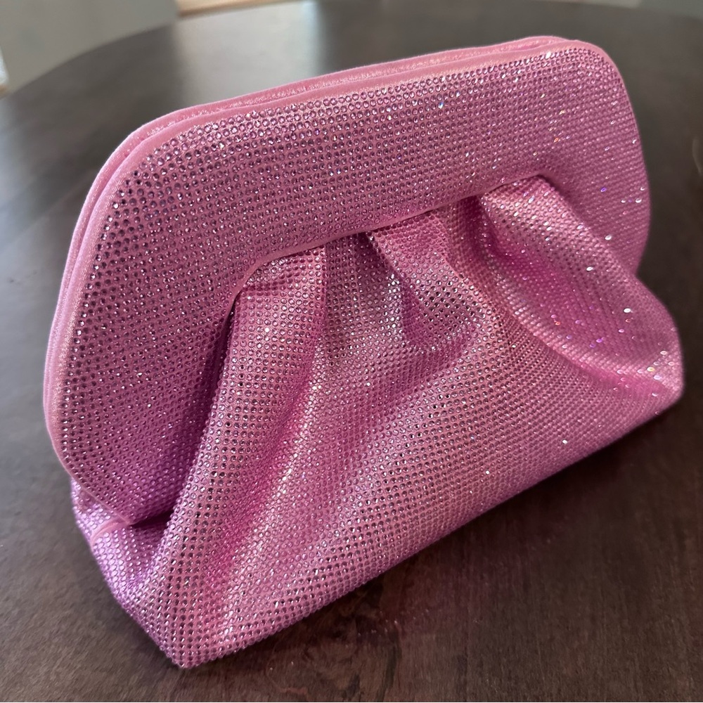 Themoirè Tia Clutch Purse Iridescent Pink Sparkly Bling Themoire Bag